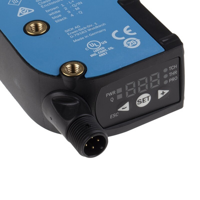 Sick Contrast Sensors 13 mm, RGB LED, PNP, 100 mA, 10.8 → 28.8 V dc, IP67