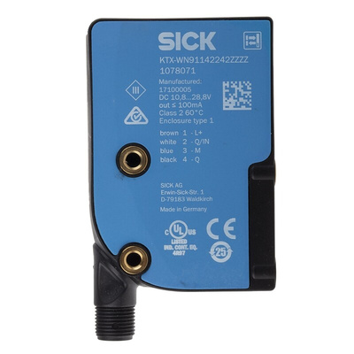 Sick Contrast Sensors 13 mm, RGB LED, NPN, 100 mA, 10.8 → 28.8 V dc, IP67