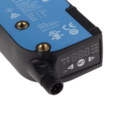 Sick Contrast Sensors 13 mm, RGB LED, NPN, 100 mA, 10.8 → 28.8 V dc, IP67