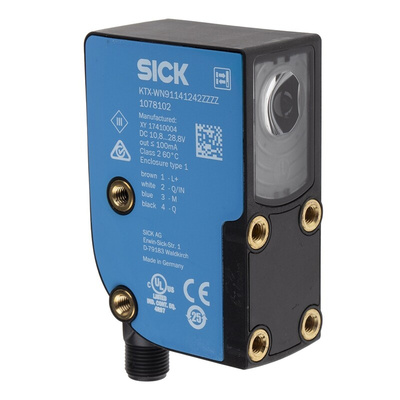 Sick Contrast Sensors 13 mm, RGB LED, NPN, 100 mA, 10.8 → 28.8 V dc, IP67