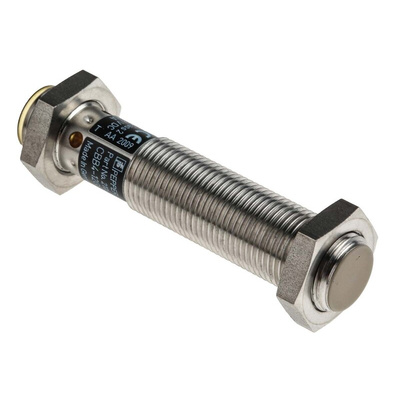 Pepperl + Fuchs Capacitive Barrel-Style Proximity Sensor, M12 x 1, 4 mm Detection, PNP Output, 10 → 36 V dc, IP65