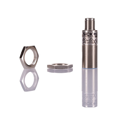 Sick UM18 Series Ultrasonic Barrel-Style Proximity Sensor, M18 x 1, 65 → 350 mm Detection, PNP & NPN Output, 10