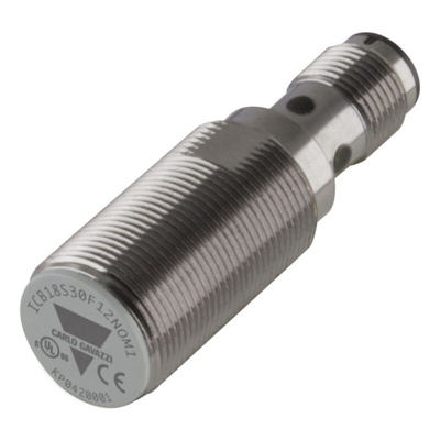 Carlo Gavazzi ICB18 Series Inductive Barrel-Style Inductive Proximity Sensor, M18 x 1, 12 mm Detection, PNP Output, 10