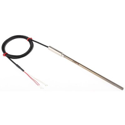 RS PRO PT100 RTD Sensor, 6mm Dia, 150mm Long, 4 Wire, Probe, Class B +500°C Max