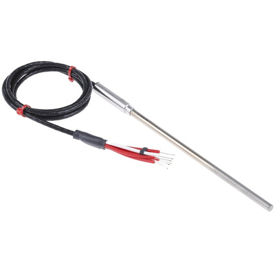 RS PRO PT100 RTD Sensor, 6mm Dia, 150mm Long, 2 x 3 Wire, Probe, Class B +500°C Max