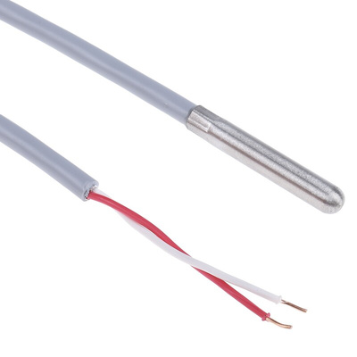 RS PRO PT1000 RTD Sensor, 6mm Dia, 35mm Long, 2 Wire, Probe, Class A +100°C Max