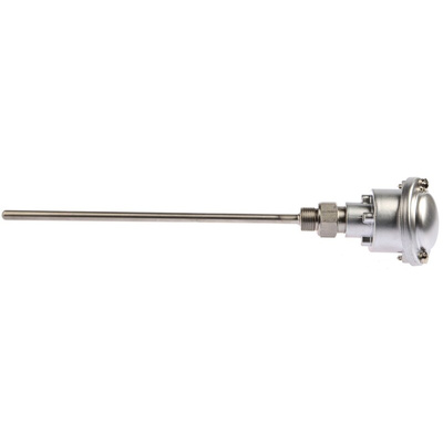 RS PRO PT100 RTD Sensor, 8mm Dia, 250mm Long, 3 Wire, G1/2, Class B +250°C Max
