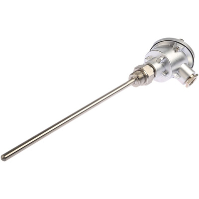RS PRO PT100 RTD Sensor, 8mm Dia, 250mm Long, 3 Wire, G1/2, Class B +250°C Max