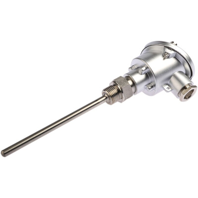 RS PRO PT100 RTD Sensor, 8mm Dia, 150mm Long, 3 Wire, G1/2, Class B +250°C Max