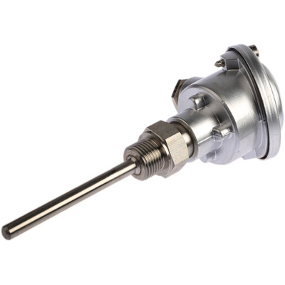 RS PRO PT100 RTD Sensor, 8mm Dia, 100mm Long, 3 Wire, G1/2, Class B +250°C Max