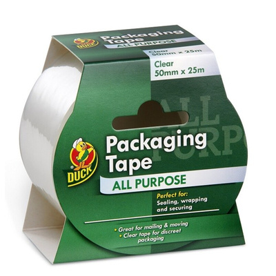 DUCK TAPE 224499 Clear Packing Tape, 25m x 50mm
