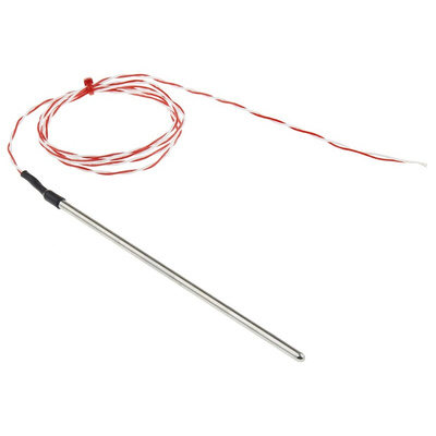 RS PRO PT1000 RTD Sensor, 4mm Dia, 150mm Long, 2 Wire, Probe, +200°C Max
