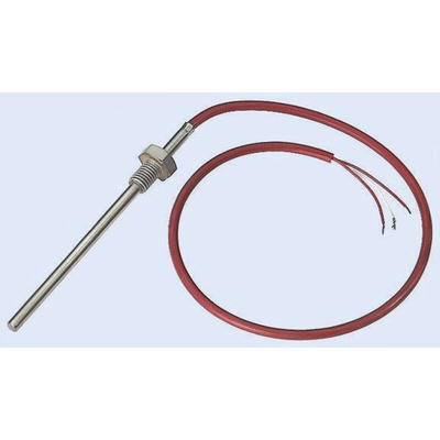 Electrotherm PT100 RTD Sensor, 6mm Dia, 100mm Long, G1/2, F0.3 +200°C Max