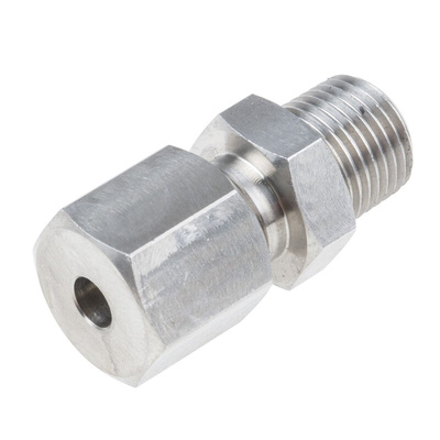 RS PRO In-Line Thermocouple Compression Fitting for Use with Thermocouple, 1/8 NPT, 4mm Probe, RoHS Compliant Standard