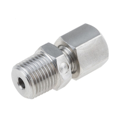 RS PRO In-Line Thermocouple Compression Fitting for Use with Thermocouple, 1/8 NPT, 1mm Probe, RoHS Compliant Standard
