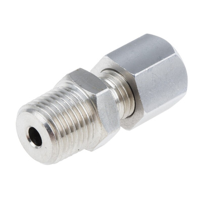 RS PRO In-Line Thermocouple Compression Fitting for Use with Thermocouple, 1/8 NPT, 3mm Probe, RoHS Compliant Standard
