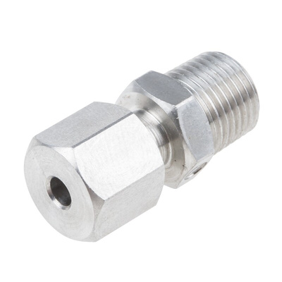 RS PRO In-Line Thermocouple Compression Fitting for Use with Thermocouple, 1/8 NPT, 1/8in Probe, RoHS Compliant Standard