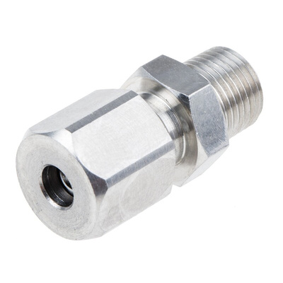 RS PRO In-Line Thermocouple Compression Fitting for Use with Thermocouple, 1/8 NPT, 3/16in Probe, RoHS Compliant