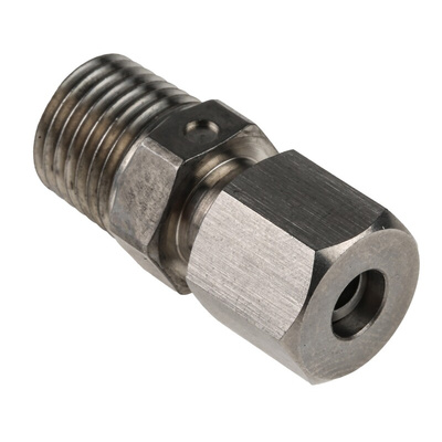 RS PRO In-Line Thermocouple Compression Fitting for Use with Thermocouple, 1/4 NPT, 6mm Probe, RoHS Compliant Standard