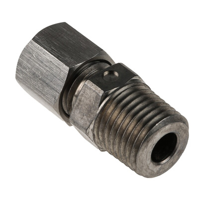 RS PRO In-Line Thermocouple Compression Fitting for Use with Thermocouple, 1/4 NPT, 6mm Probe, RoHS Compliant Standard