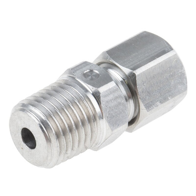 RS PRO In-Line Thermocouple Compression Fitting for Use with Thermocouple, 1/4 NPT, 4mm Probe, RoHS Compliant Standard