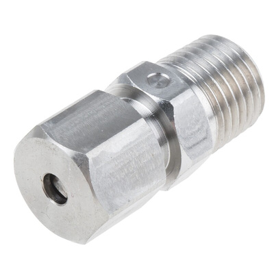 RS PRO In-Line Thermocouple Compression Fitting for Use with Thermocouple, 1/4 NPT, 4mm Probe, RoHS Compliant Standard