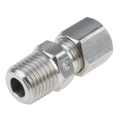 RS PRO In-Line Thermocouple Compression Fitting for Use with Thermocouple, 1/4 NPT, 1/4in Probe, RoHS Compliant Standard
