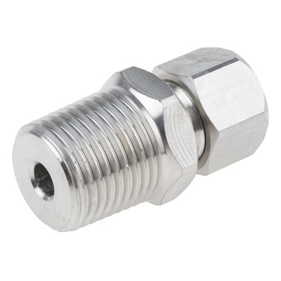RS PRO In-Line Thermocouple Compression Fitting for Use with Thermocouple, 1/2 NPT, 6mm Probe, RoHS Compliant Standard