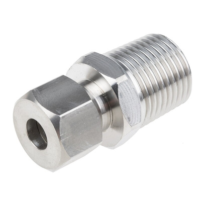 RS PRO In-Line Thermocouple Compression Fitting for Use with Thermocouple, 1/2 NPT, 8mm Probe, RoHS Compliant Standard