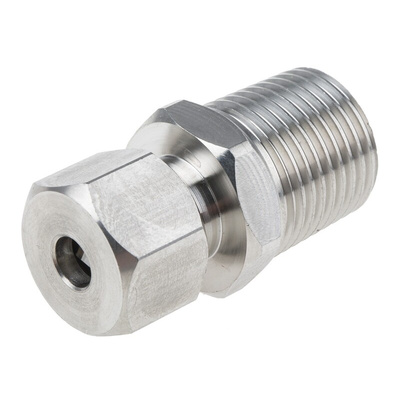 RS PRO In-Line Thermocouple Compression Fitting for Use with Thermocouple, 1/2 NPT, 1/4in Probe, RoHS Compliant Standard