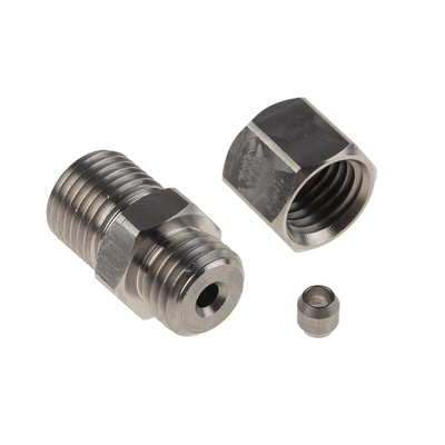 RS PRO In-Line Thermocouple Compression Fitting for Use with Thermocouple, 1/4 BSP, 3.175mm Probe