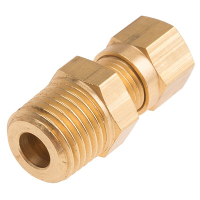 RS PRO In-Line Thermocouple Compression Fitting for Use with Thermocouple, 1/4 BSPT, 6mm Probe, RoHS Compliant Standard