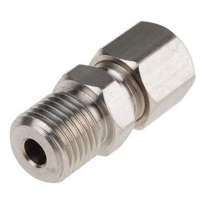 RS PRO In-Line Thermocouple Compression Fitting for Use with Thermocouple, 1/4 BSP, 3/16in Probe, RoHS Compliant