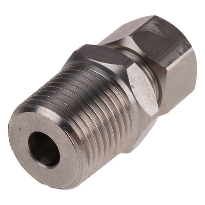 RS PRO In-Line Thermocouple Compression Fitting for Use with Thermocouple, 1/2 BSPT, 8mm Probe, RoHS Compliant Standard