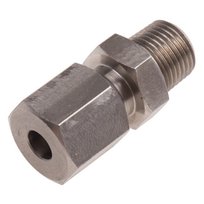 RS PRO In-Line Thermocouple Compression Fitting for Use with Thermocouple, 1/8 BSPT, 3/16in Probe, RoHS Compliant