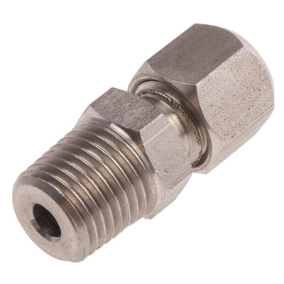 RS PRO In-Line Thermocouple Compression Fitting for Use with Thermocouple, 1/4 BSPT, 4.5mm Probe, RoHS Compliant