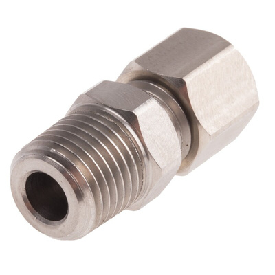RS PRO In-Line Thermocouple Compression Fitting for Use with Thermocouple, 1/4 BSPT, 1/4in Probe, RoHS Compliant