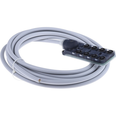 RS PRO Sensor Box, M12, 5m cable, 5 way, 8 port