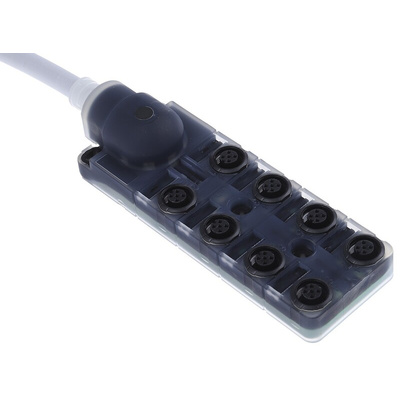 RS PRO Sensor Box, M12, 5m cable, 5 way, 8 port