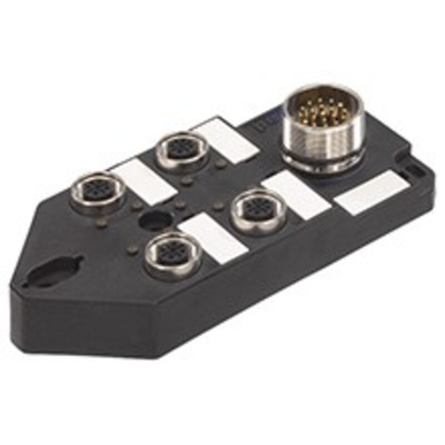 Brad from Molex 120248 Series Sensor Box, M12, 5m cable, 4 way, 4 port