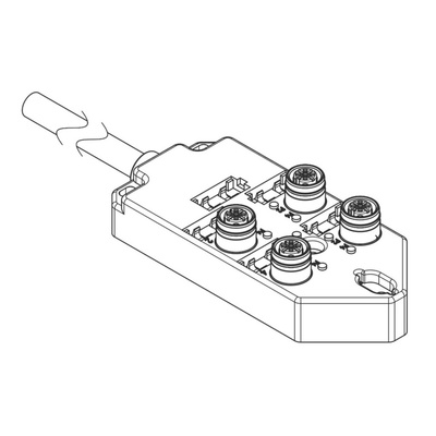 Brad from Molex 120119 Series Sensor Box, M12, 5m cable, 5 way, 4 port