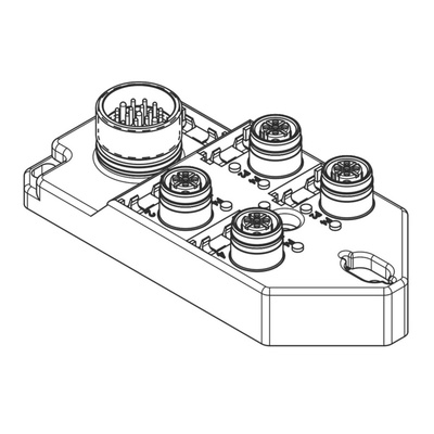 Brad from Molex 120119 Series Sensor Box, M12, 5 way, 4 port