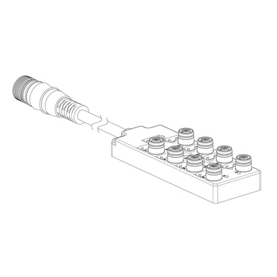 Brad from Molex 120119 Series Sensor Box, M12, 300mm cable, 5 way, 8 port