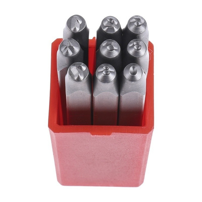 RS PRO 2.5mm x 9 Piece Engraving Number Punch Set, (0 → 8)
