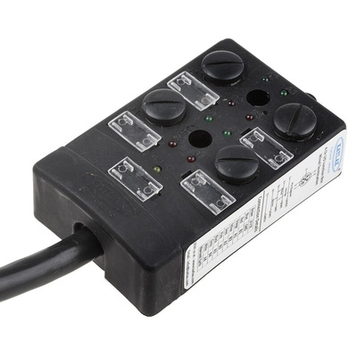 RS PRO Sensor Box, M12, 10m cable, 5 way, 4 port