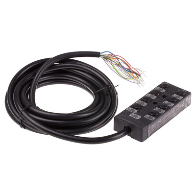 RS PRO Sensor Box, M12, 5m cable, 5 way, 8 port