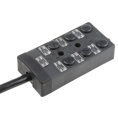 RS PRO Sensor Box, M12, 5m cable, 5 way, 6 port