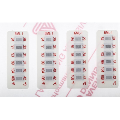 RS PRO Non-Reversible Temperature Sensitive Label, 29°C to 42°C, 6 Levels