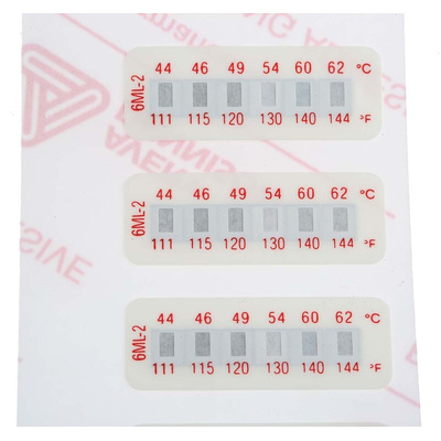 RS PRO Non-Reversible Temperature Sensitive Label, 44°C to 62°C, 6 Levels