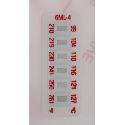 RS PRO Non-Reversible Temperature Sensitive Label, 99°C to 127°C, 6 Levels